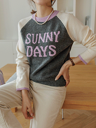 サニー配色ウールニット