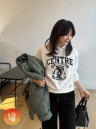 センターベルベットフロッピー起毛フードティー