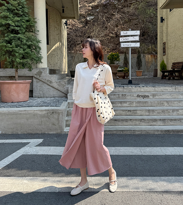 ミュートオープンカラー7部ティー