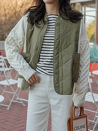 フェイブニット配色キルティングジャンパー