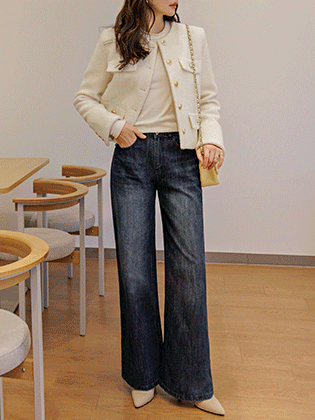 ロイフラップポケットワイドデニムパンツ