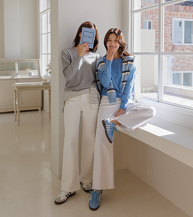 [MADE]マノンペンダントニット（2タイプラウンドネック/ Vネック）