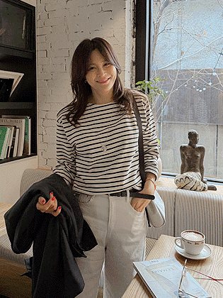 ミンクワイアストライプ長袖ティー