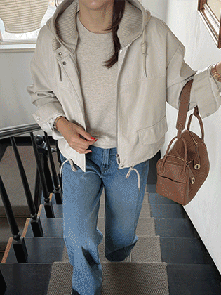 エディットニットフードレザージャケット