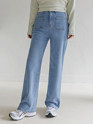 ツーポケットセミワイドデニムパンツ