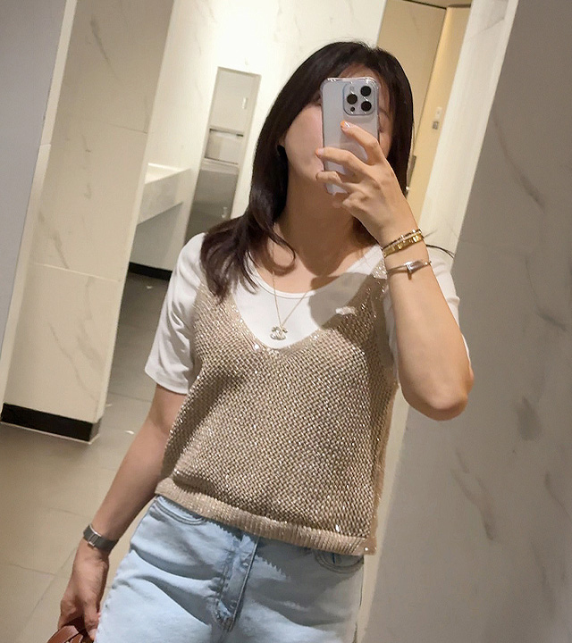 スパンコールニットビスティエ