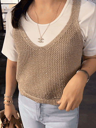 スパンコールニットビスティエ