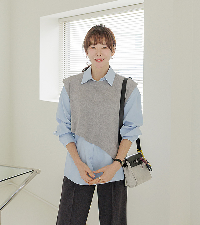 スラッシュベストレイヤードシャツ