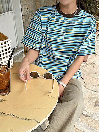 ルナマルチストライプ半袖ティー