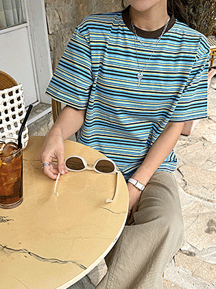 ルナマルチストライプ半袖ティー