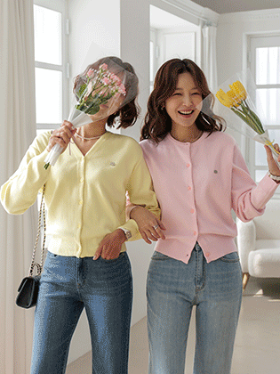 エブリデイコットンニットカーディガン（2Typesラウンドネック/Vネック） 