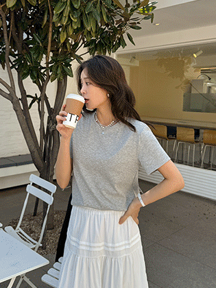 グロスシルケット半袖ティー  