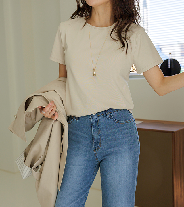 グロスシルケット半袖ティー  