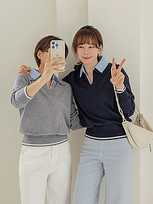 シエルシャツレイヤードニット