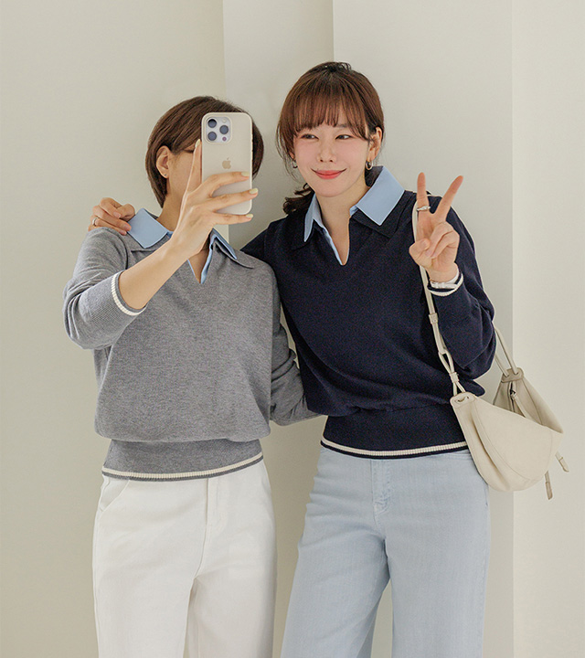 シエルシャツレイヤードニット