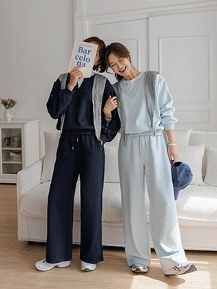 ヘンリーレイヤードマンツーマンパンツセット（ショールセット）