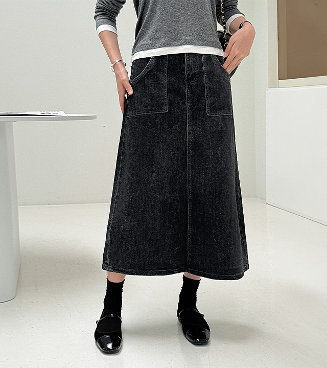 ローエンアウトポケットデニムスカート 