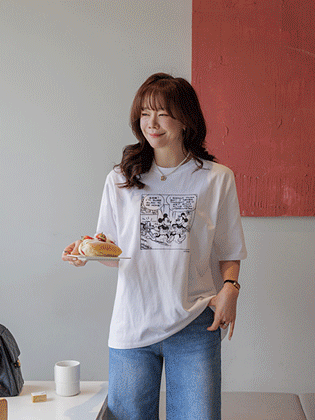 漫画ミッキー半袖ティー