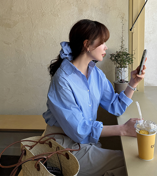 レブピンストライプシャツ(ヘアシューズセット)