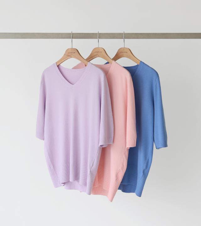 チャレスVネック5部ニット