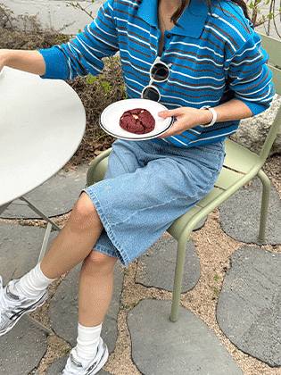 セリーストライプカラニット