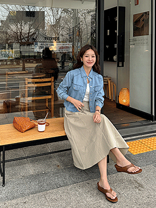 スムーズデニムセミクロップシャツ