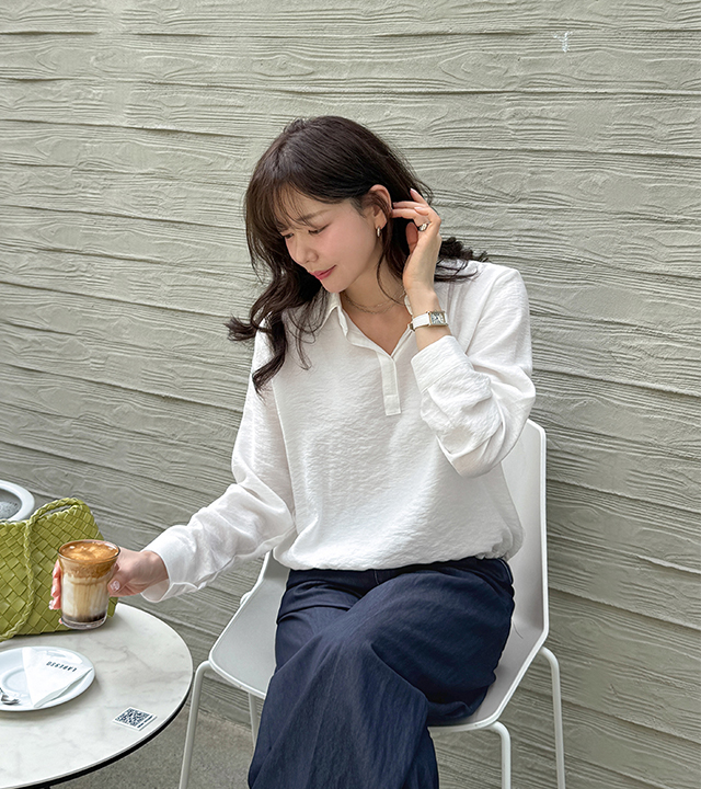 ローエルクリンクル半オープンシャツ