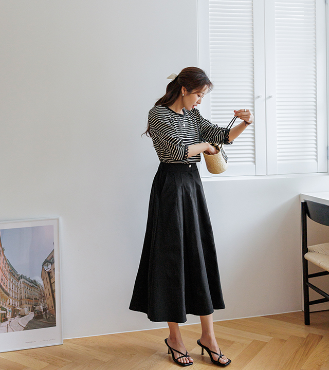 ベヌアピンタックフルスカート