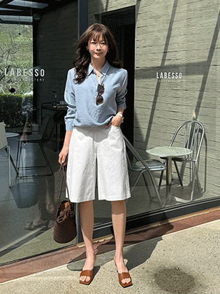 マーケット切開バミューダコットンパンツ