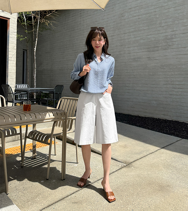 マーケット切開バミューダコットンパンツ