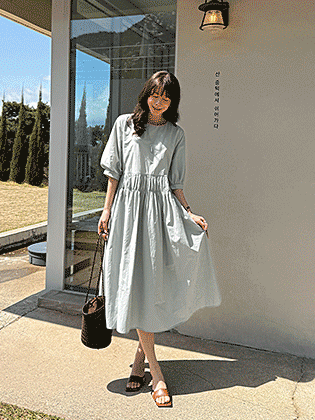 スワンシャーリングバンディングロングワンピース