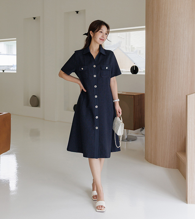 ビビエン半袖ツイードワンピース