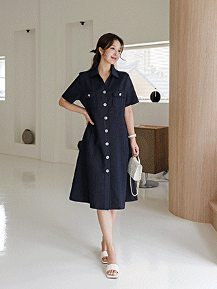 ビビエン半袖ツイードワンピース