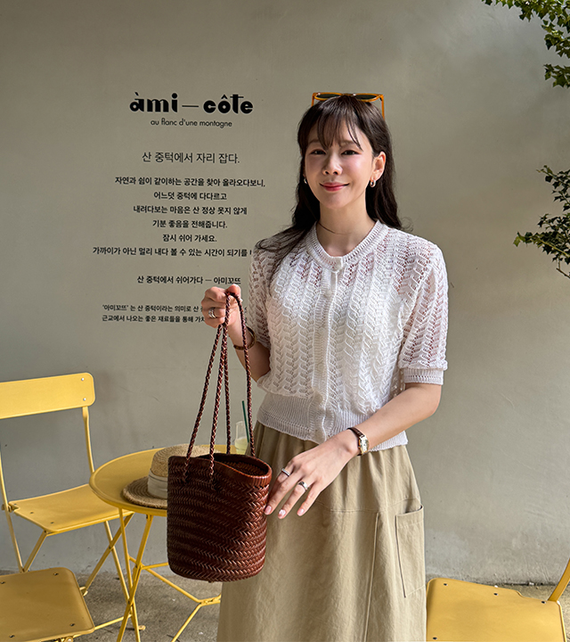 波状リネンカーディガン