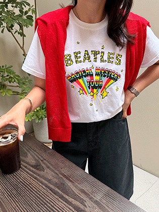 ビートルズプリント半袖ティー