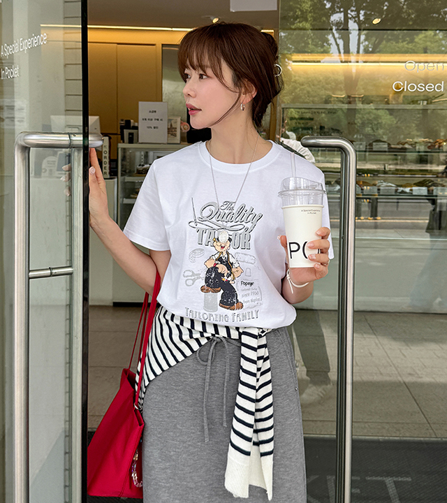 ファンシープリント半袖ティー
