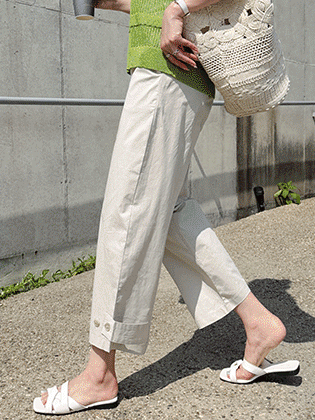 ウェアビジョボタンバレルフィットパンツ 