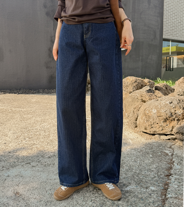 ヘリンボーンワイドデニムパンツ