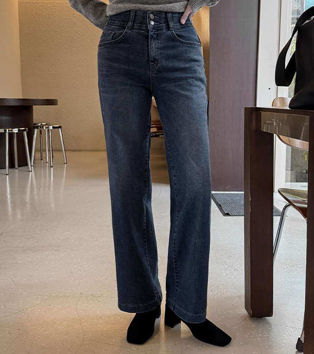 エルバンツーボタン起毛デニムパンツ